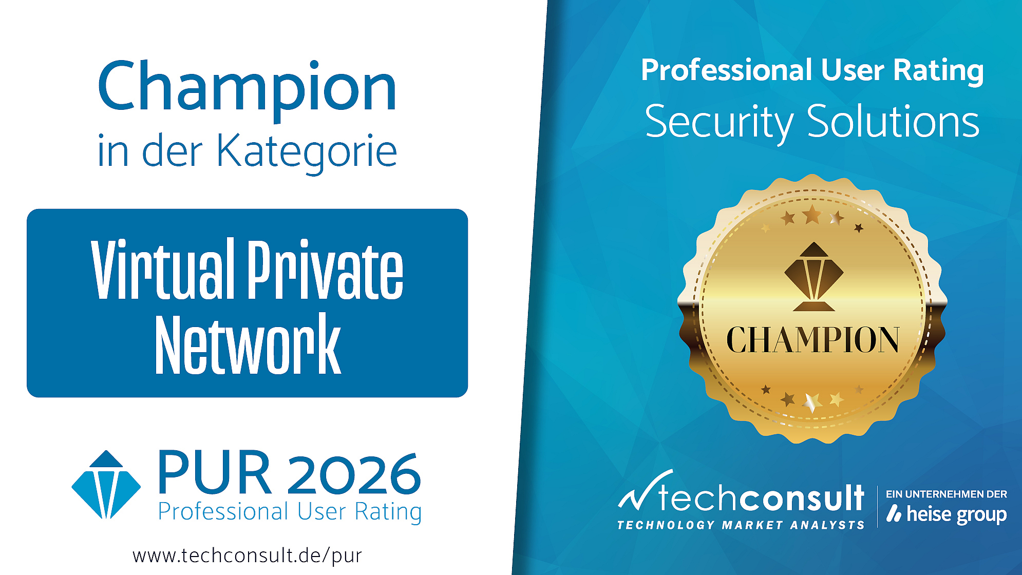 Champion 'Virtual Private Network' - PUR 2026 Auszeichnung: PUR Champion 'Virtual Private Network' 2026