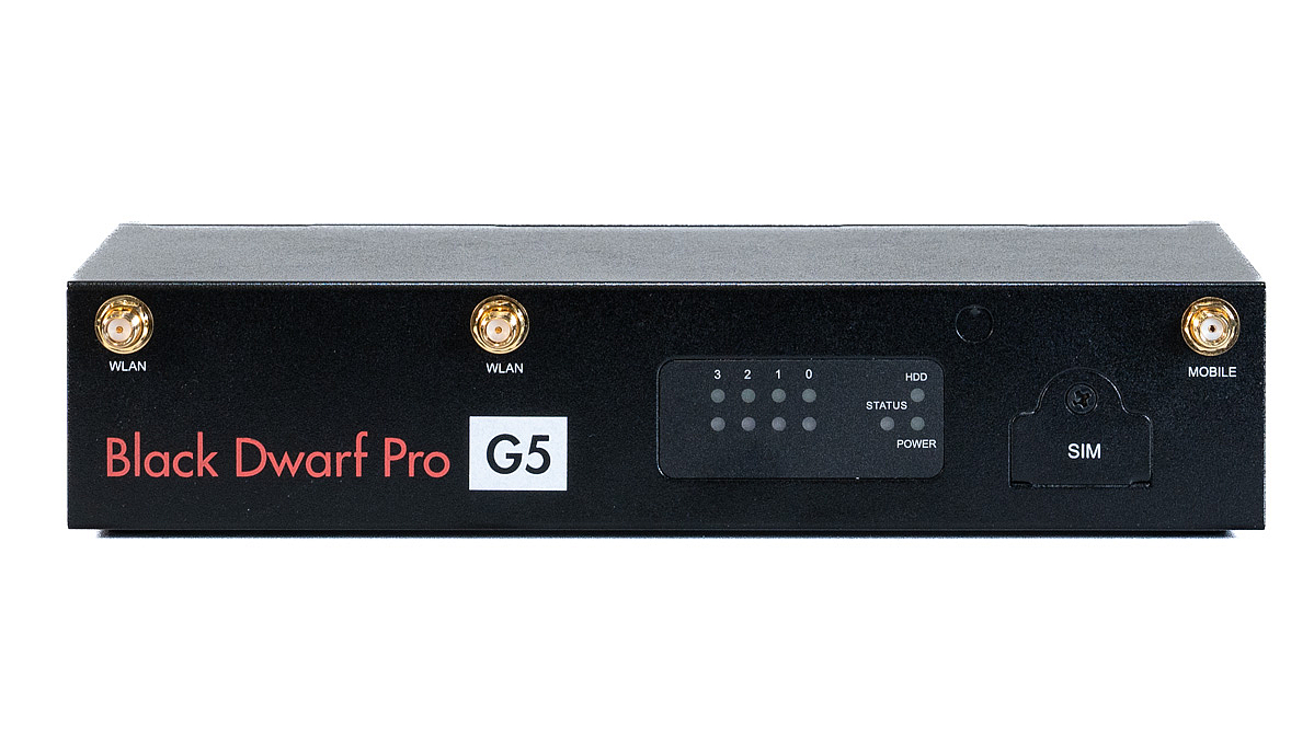 Frontansicht der Securepoint Black Dwarf Pro G5 UTM-Firewall