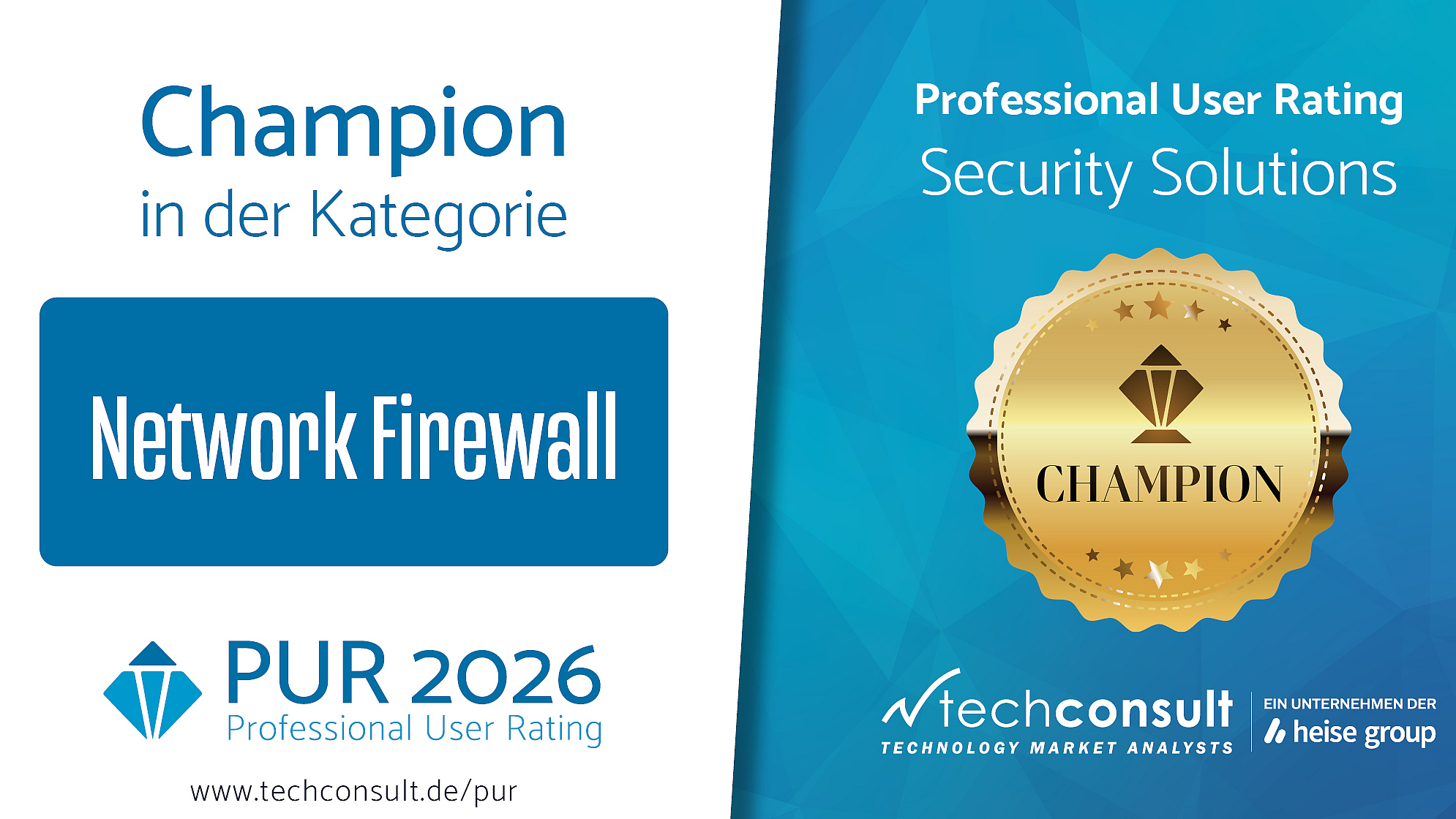 Champion 'Network Firewall' - PUR 2026 Auszeichnung: PUR Champion 'Network Firewall' 2026
